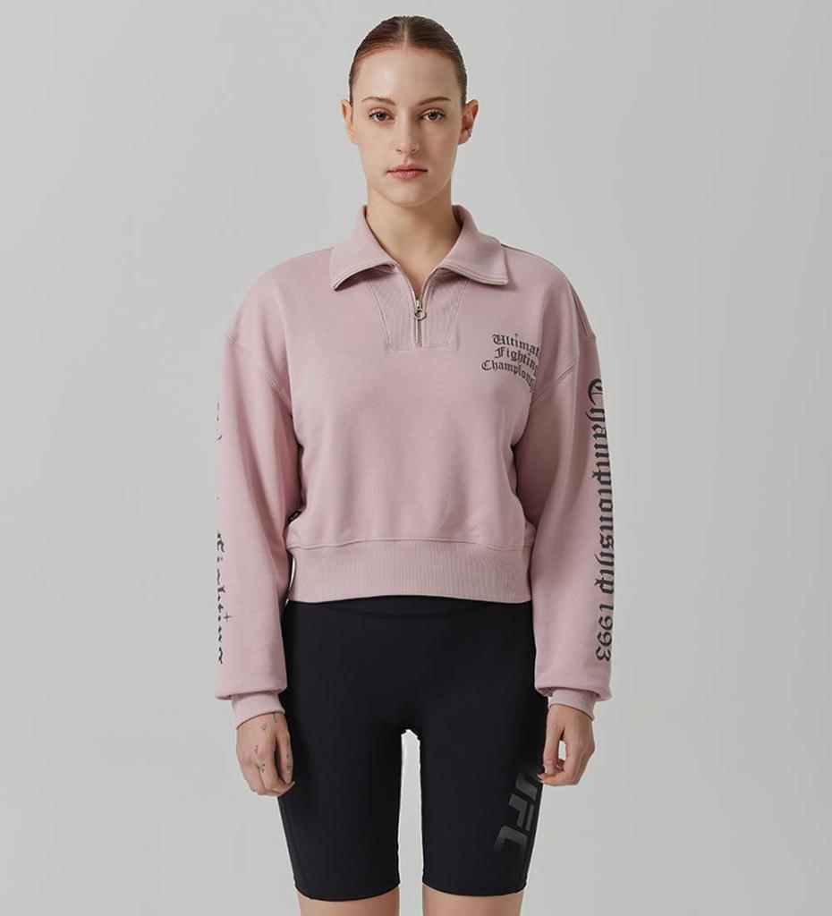 UFC SPORT Ufc Gothic Crop Fit Half-Zip Sweatshirt Champagne Pink U2Swv3209Cp