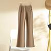 Women's High Waist Khaki Flare Pants - Slimming, Casual Drapey Style for Spring 2025