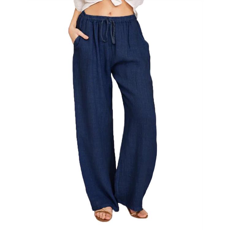 **2025 Summer Women's Solid Color Casual Loose Pants – European and American Style**