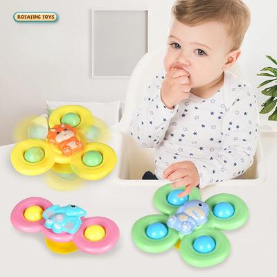 Non-Toxic 3Pcs/Set Cartoon Rotating Rattles Baby Toys Suction Cup Spinner Toys For 1 2 3 Years Old Children Interactive Toys For Kids