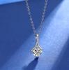 Moissanite Four-Prong Pendant Necklace, Fresh Style Women's Sterling Silver Clavicle Chain, Ideal Valentine's Day Gift.