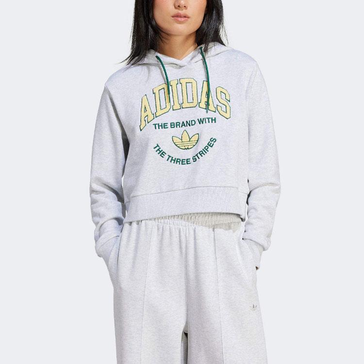 Adidas Originals Vrct Embroidered Logo Loose Long Sleeve Hoodie Women Hoodie Grey IT9846