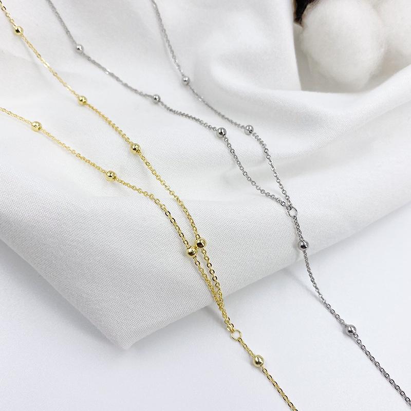 Collier à pampilles en perles rondes à la mode pour femme, nouvelle chaîne de clavicule simple d'été, longue chaîne géométrique, bijoux personnalisés pour femme