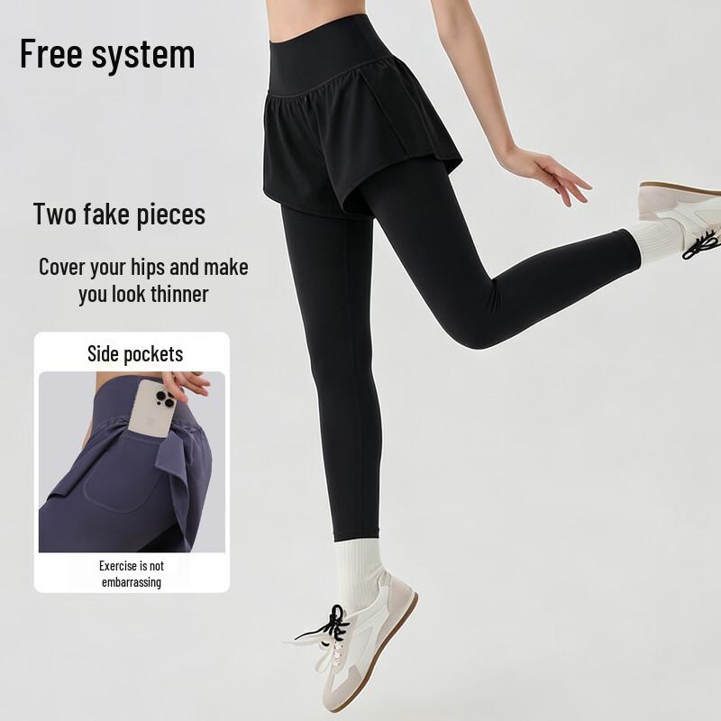 Damen Faux-Zweiteiler High-Waist Yoga & Pilates Leggings