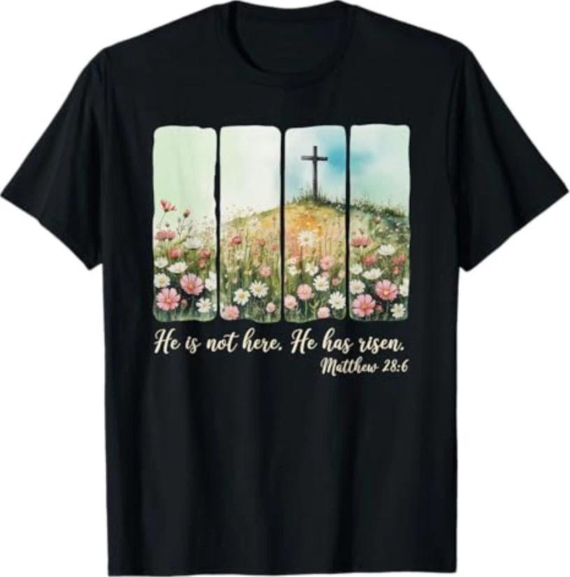 He is Risen Christian Wildflower Happy Easter Women T-Shirt XL