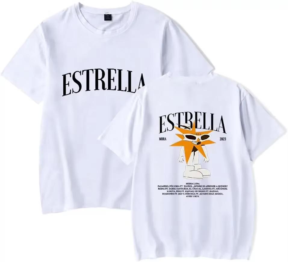 Mora Merch Album Estrella T Shirt Unisexs Unisexs Casual Short Sleeve Crew Neck Tee Unisex Fashion Streetwear Top Unisex