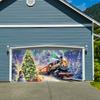 2D flat banner 1PC Christmas winter scene garage door curtain, festive snowman, pine tree and train design, home, yard,