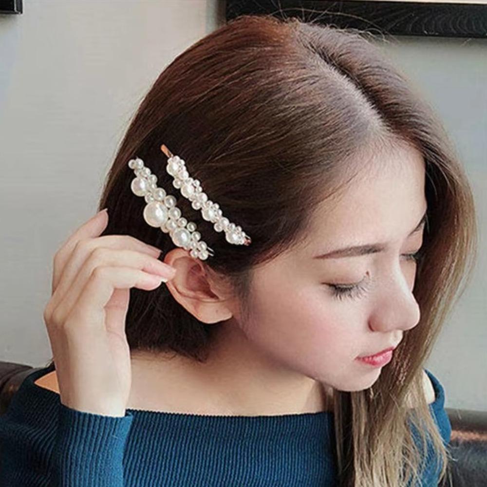 18pcs/set Geometric Pearl Hairpin Set Side Clip Duckbill Clips Exquisite Zinc Zinc Alloy Hair Clips  Women