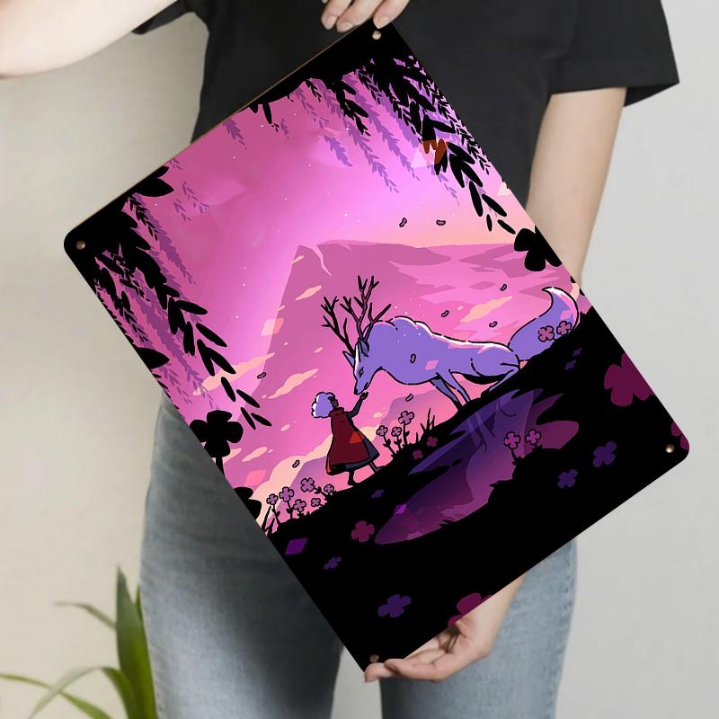 

Dreamy Mountain Spirit Deer and Girl Illustration Custom Iron Painting Home Wall Decor Art Hanging 20x30cm（7.8x11.8inch）