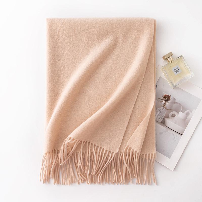 New Solid Color Widened Wool Scarf Light Luxury High End Autumn and Winter Thickened Warm Wool Large Shawl