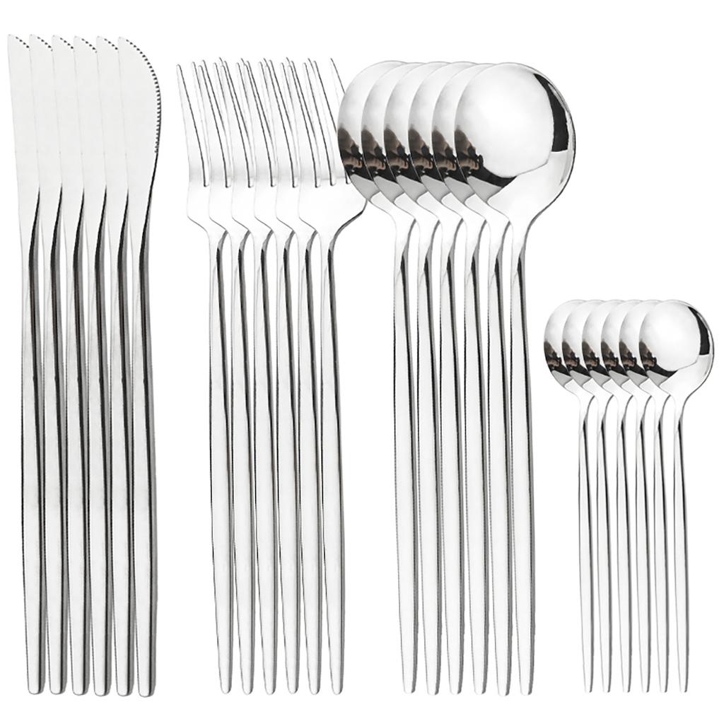 24-Piece Stainless Steel Western Steak Knife Set - Durable, Dishwasher Safe Home Kitchen Tableware Essentials