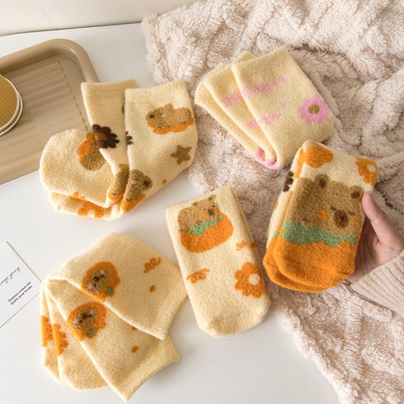 Ladies In Autumn and Winter Thickened Warm Cartoon Cute Sleeping Tube Socks