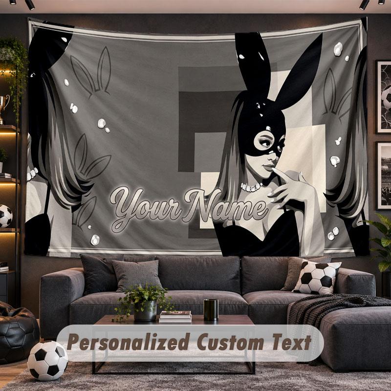 Wall Hanging Tapestry Custom NameAriana Grande Pattern Personalized Printed Fabric Wall Decor