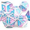 7 Pcs Blue Pink Standard Metal DicePerfect For Rpgs, Board Games, And Card Games.Dice For Games, Dnd Dice Set