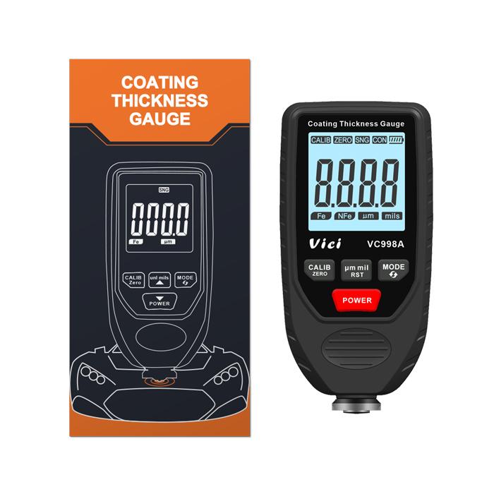 Vici VC998A Portable Digital High Accuracy Non-Destructive ABS Coating Thickness Gauge 0-1500um Range for Substrates Finished 0-1500um
