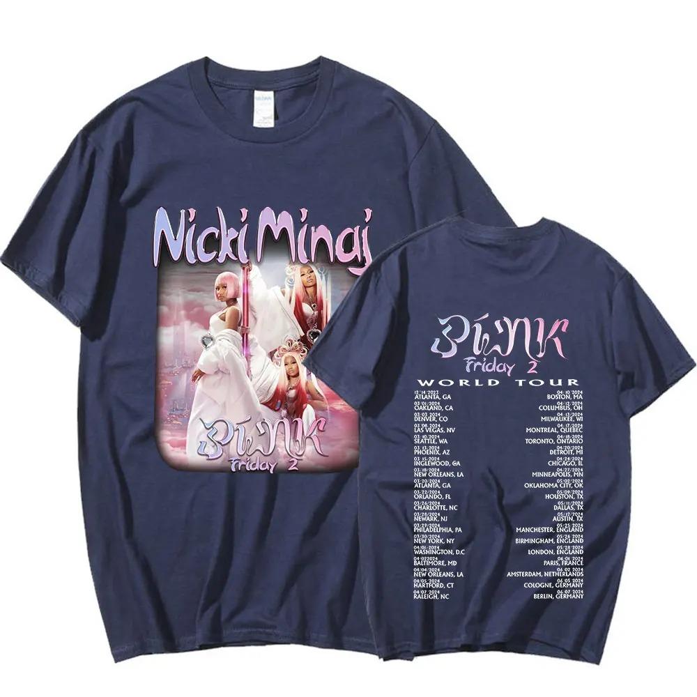 Nicki Minaj Pink Friday 2 World Tour T-shirt Unisex Moda Damska Hip Hop Krótki Rękaw Oversize T-shirty 100% Bawełna Przytulne T-shirty