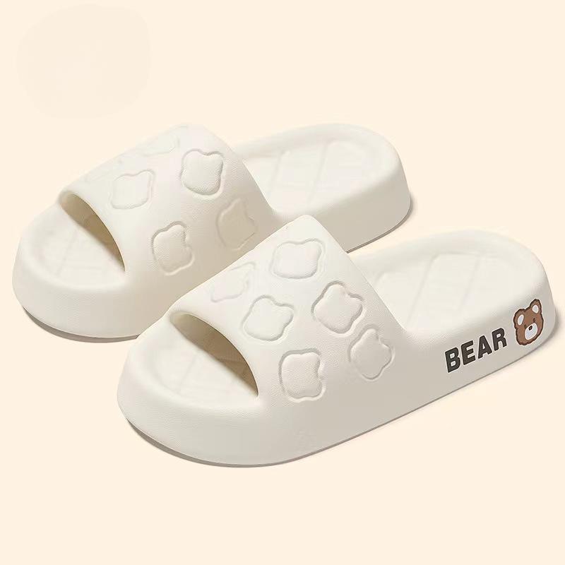 

Fashion Women Flat Slippers Summer Cartoon Bear Slippers EVA Bathroom Outdoor Casual Soft Non-slip Beach Slippers Platform Home Sandals 36-37 белый