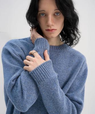 TRIP LE SENS [100% Wool] Pure Light Round Knit_Heather Blue