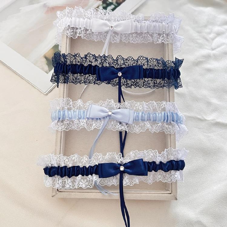 Elegant Rose Flower Garter with Bowknot Adjustable Lace Leg Band for Women Holiday Wedding Dress Outfits
