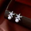 Crystal Korean Style Earrings Ocean Style Starfish Starfish Ear Studs  Women