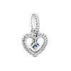 Pandora Sky Blue Heart Charm Pendant Women Jewelry Silver 798854C07