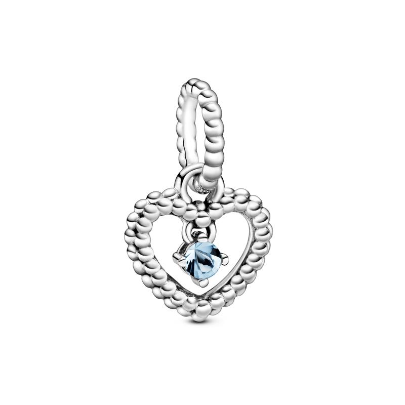 Pandora Sky Blue Heart Charm Pendant Women Jewelry Silver 798854C07
