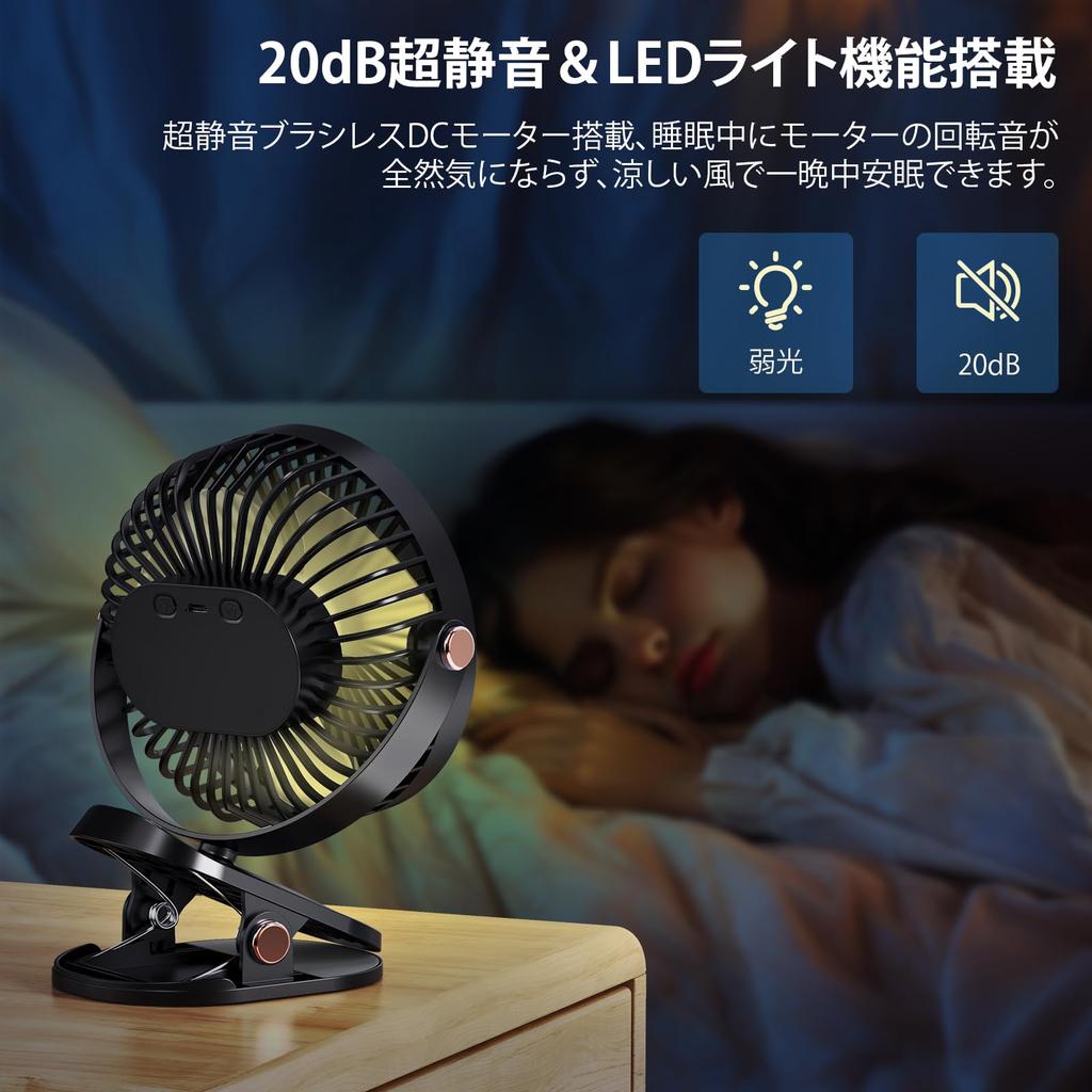 iNeibo Desktop Mini USB 4000mAh High 20dB Super Strong 20 Hours of Continuous 4 Airflow Rhythmic LED Desk Clip Mini for Living Heatstroke Prevention
