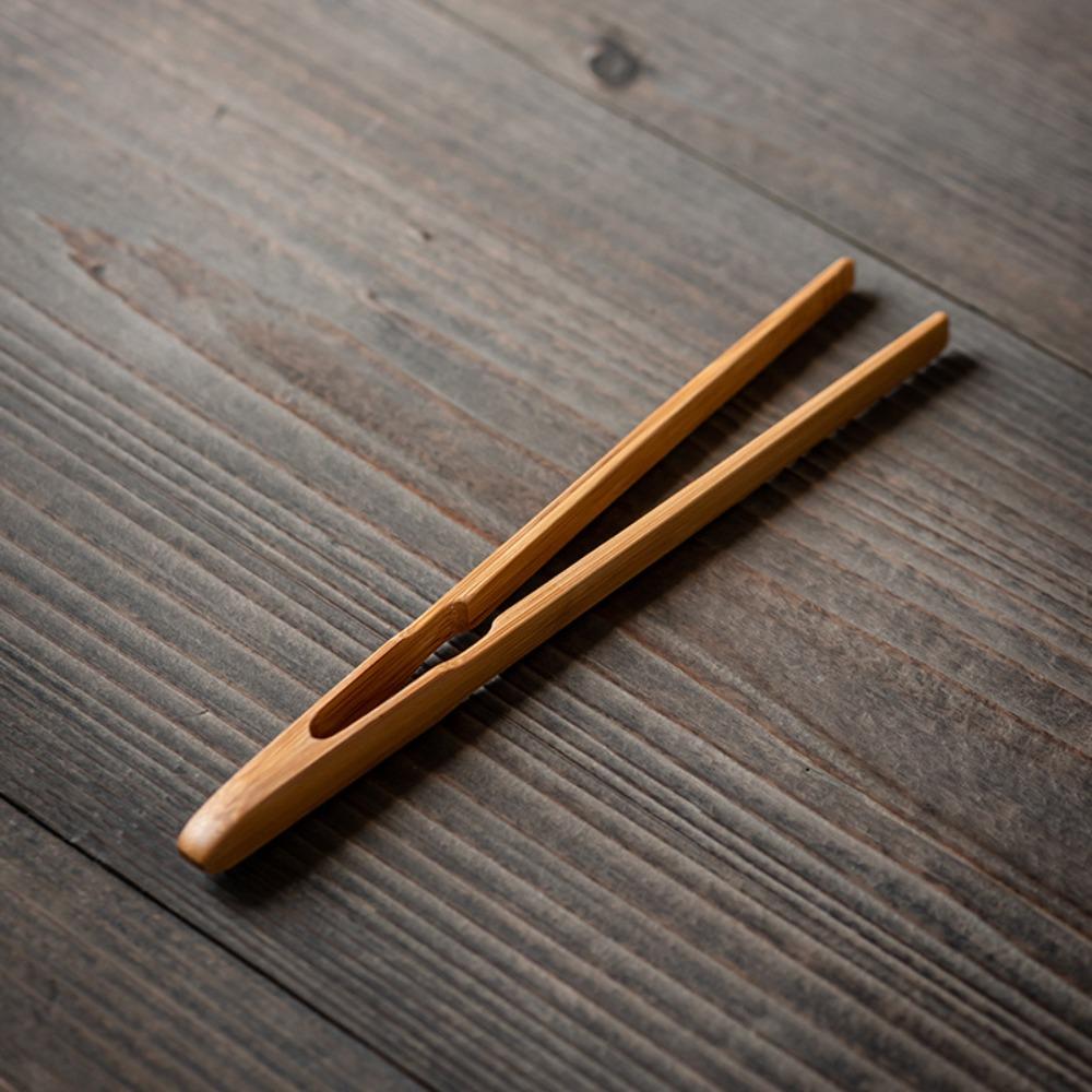 Nové bambusové dřevěné klipsy na čaj Rovné Odolné Kleště na jídlo Toast Salát Bezpečné čajové náčiní Pinzeta Kuchyň