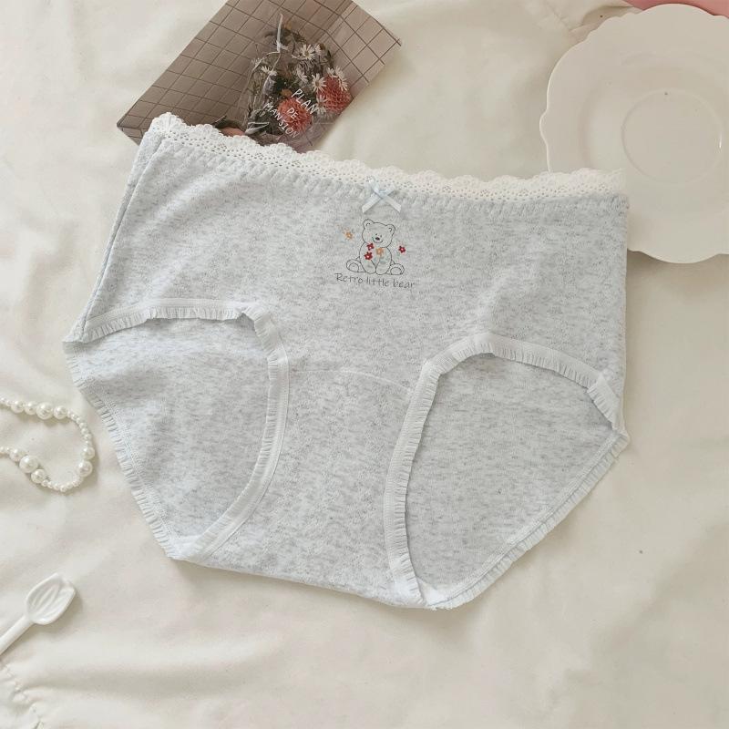 Japanese Cute Story Kids' Cotton Underwear for Girls, Antibacterial, Extended Crotch, Mid-Waist Briefs