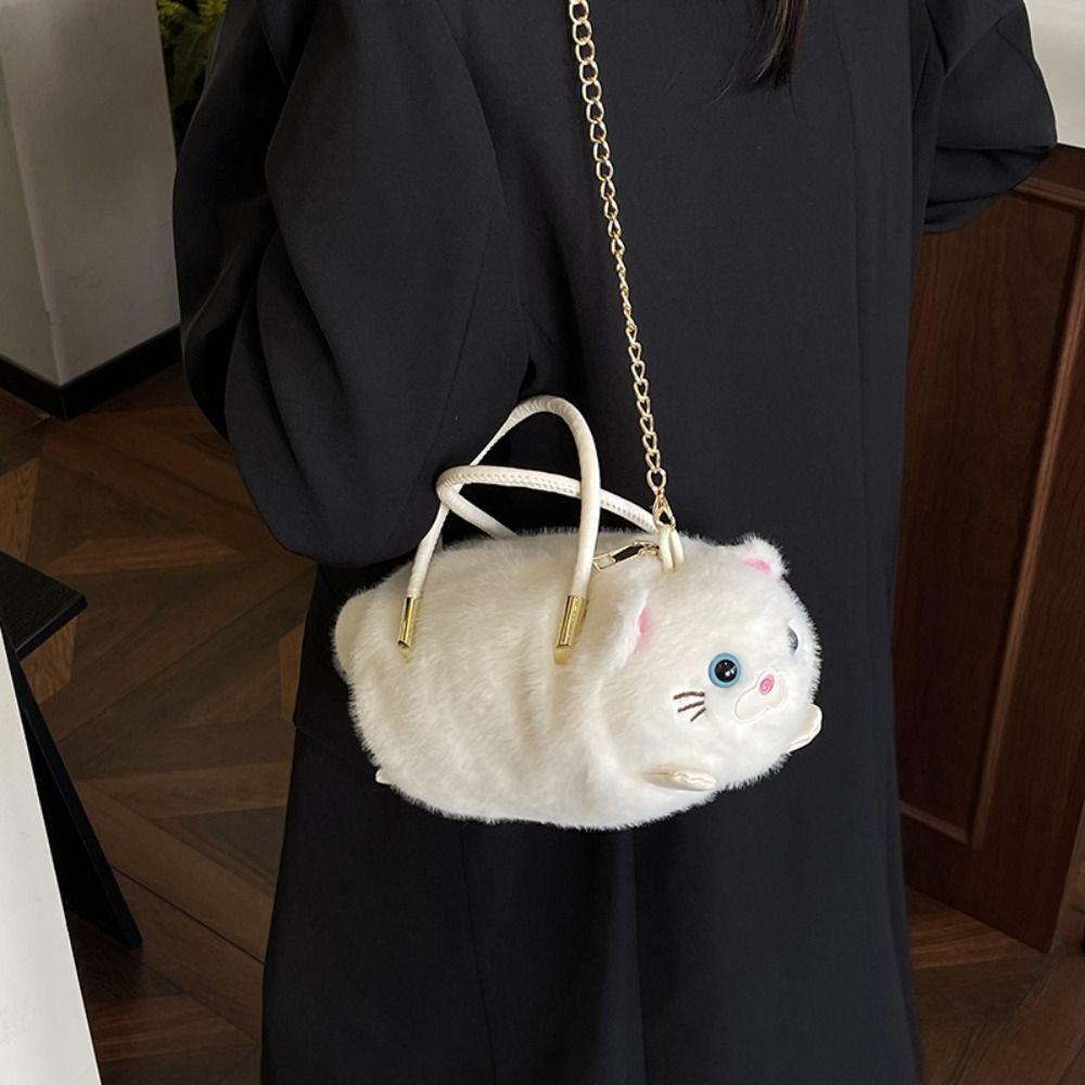 Small Cute Simulated Cat Bag Fluffy Fur Women's Handbag New Cat Cross bag  for Ladies