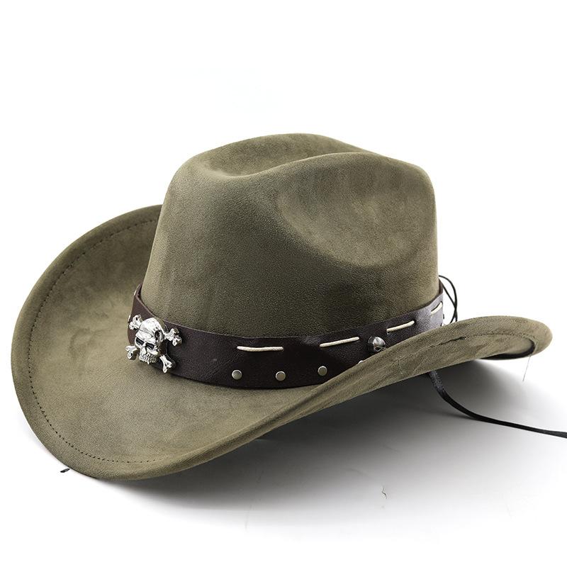 Punk Style Autumn and Winter Men's and Women's Soft Suede Cowboy Hats Big Edge Top Hat Jazz Hat Knight Hat
