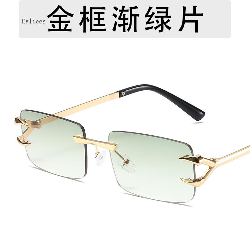 Latest Fashion Vintage Rectangle Sunglasses Rimless Frameless Gradient UV400 Shades Summer Traveling Sun Glasses for Women gafas