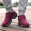 Suede Leather Women Ankle Boots Winter Plush Lined Outdoor Walking Shoes Female Hook Loop Hiking Shoes Class Solid Cotton Boots