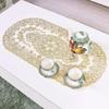 Vintage Lace Embroidered Oval Tablecloth for Wedding Party Home Tea Table Mats Kitchen Decoration Waterproof PVC Desk Cloth