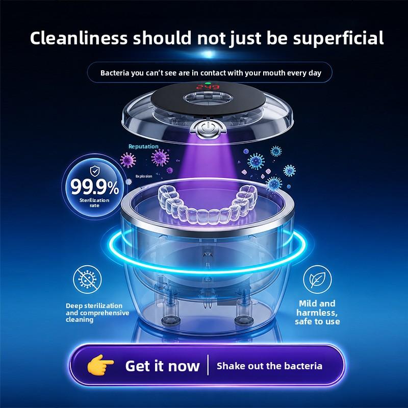Small Ultrasonic Braces Cleaning Machine, Dentures, Jewelry, Household Automatic Ultraviolet Sterilization Cleaner