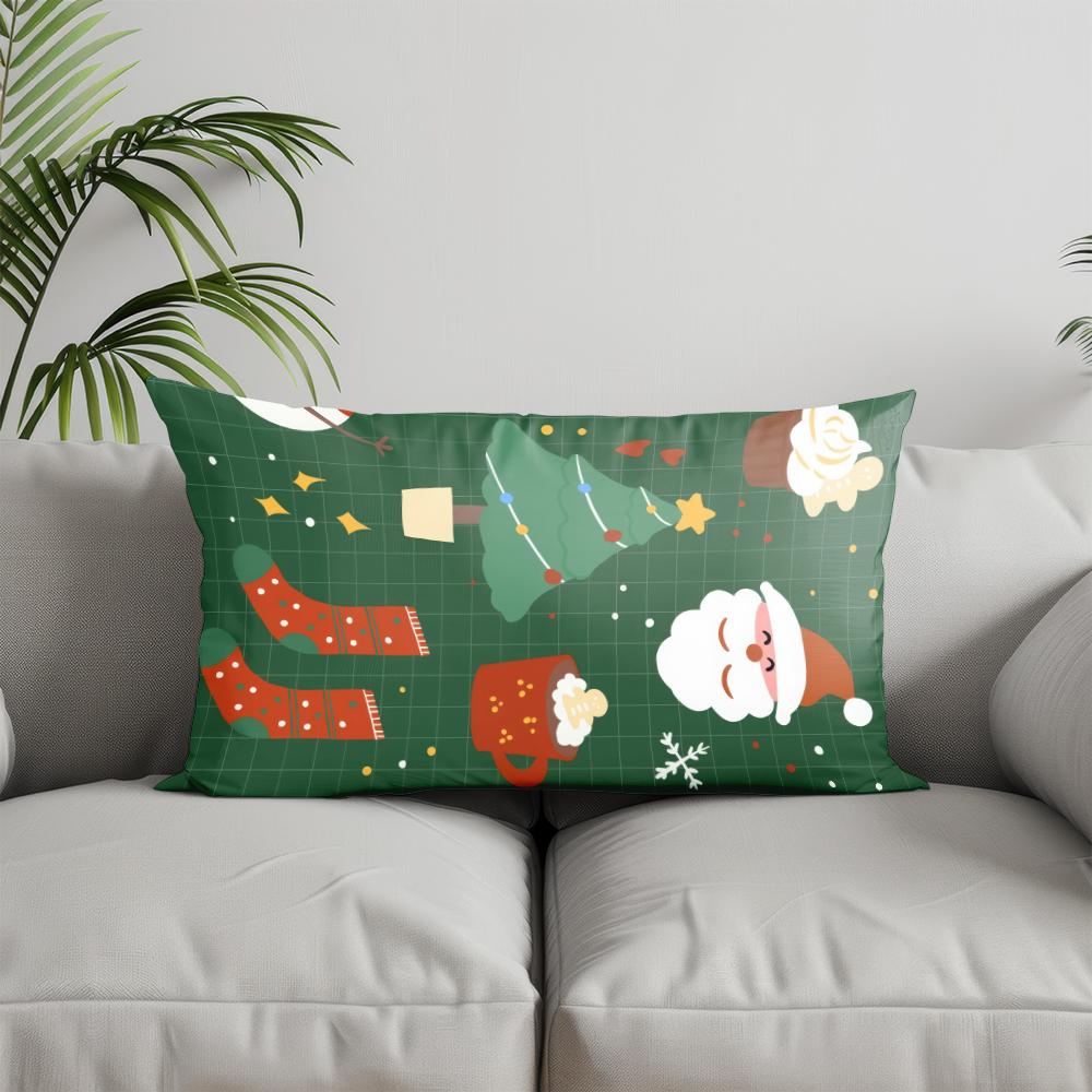 Home Decor Festive Christmas Pattern Pillow Suitable For Sofa Bedroom Car Pillow Cover Cushion Rectangular Back Cushion
