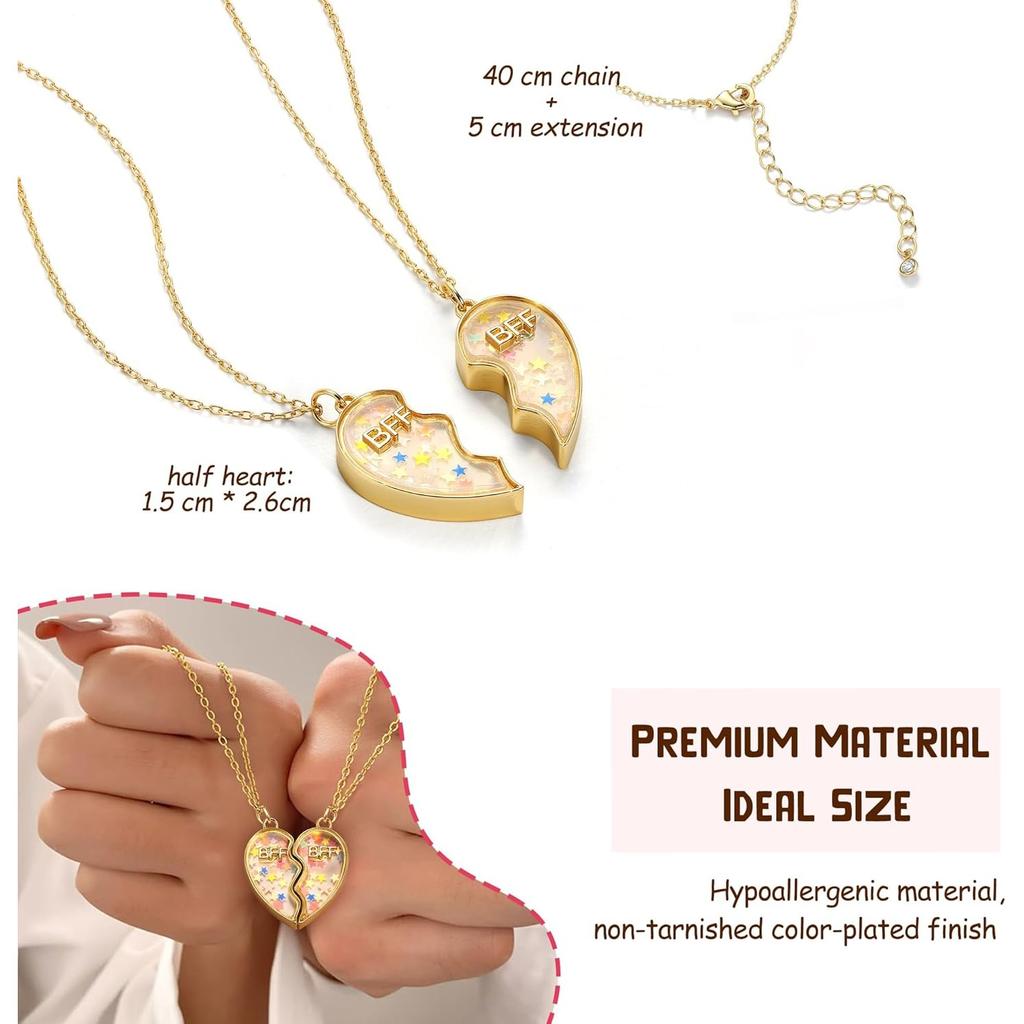 Bobisty Friendship Necklace for 2 Best Friend Necklaces Matching Pendant BFF Necklace for 2 Sister Magnetic Split Heart Necklace