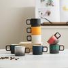 50ml Espresso Coffee Cup Italian Ceramic Cup Small Capacity Teacup Wooden Handle Mug Gradient Latte Flower Mug Drinking Utensils