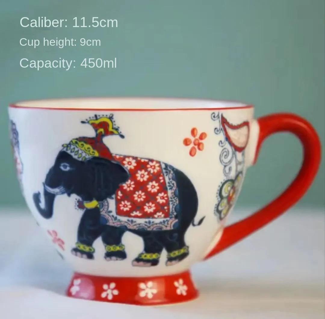 

Винтажная расписанная вручную кружка для завтрака Большая емкость для овсянки Необычная чашка для чая Кофе Персонализированные подарки Чашки Керамические кружки Бар 401-500ml