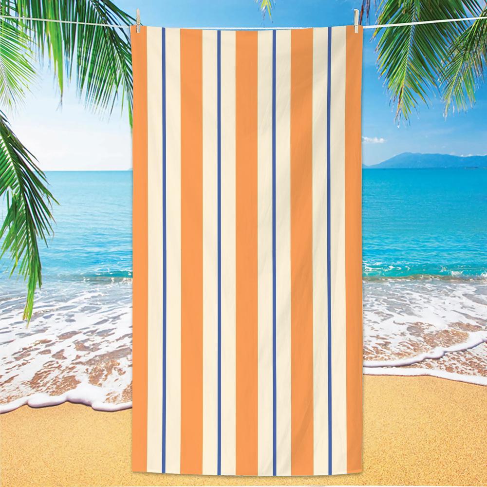 Blue Watercolor Stripe Beach Towel Oversized Quick Dry Microfiber Bath Towel Soft Sand Towel for Beach Travel Swimming Vacation