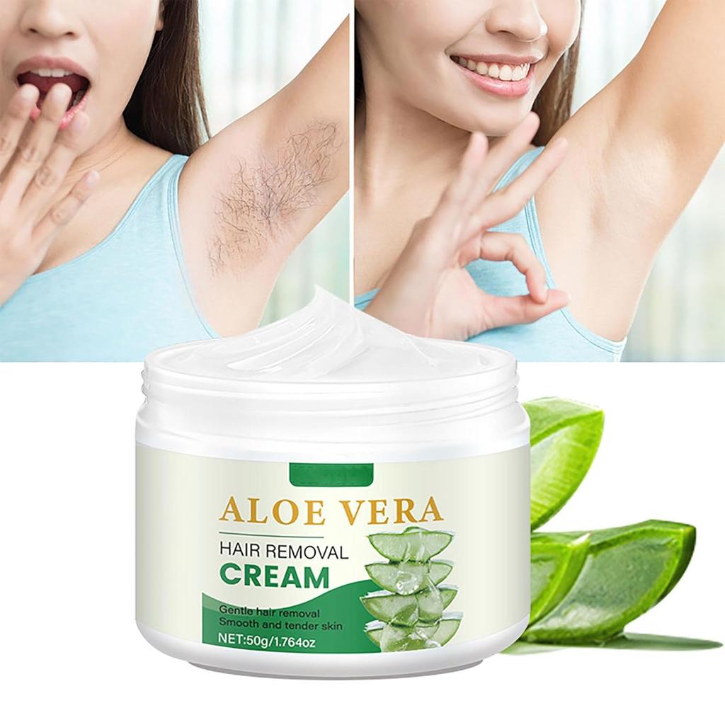 Facial Depilatory Cream, Aloe Vera Facial Hair Removal Cream for Women for Upper Lip and Chin and Hair Remover for Body Sensitive Skin, Gentle and