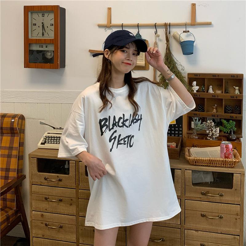 Vintage Buchstabenprint Lässiges Oversize T-Shirt Sommer koreanisch Kurzarm T-Shirts für Damen Kleidung Harajuku Studenten Y2k Oberteile Streetwear