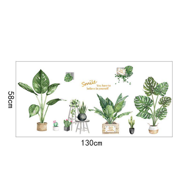 Mural Art Wallpaper Green Potted Plant DIY Self-adhesive 2Pcs Waterproof Wall Sticker