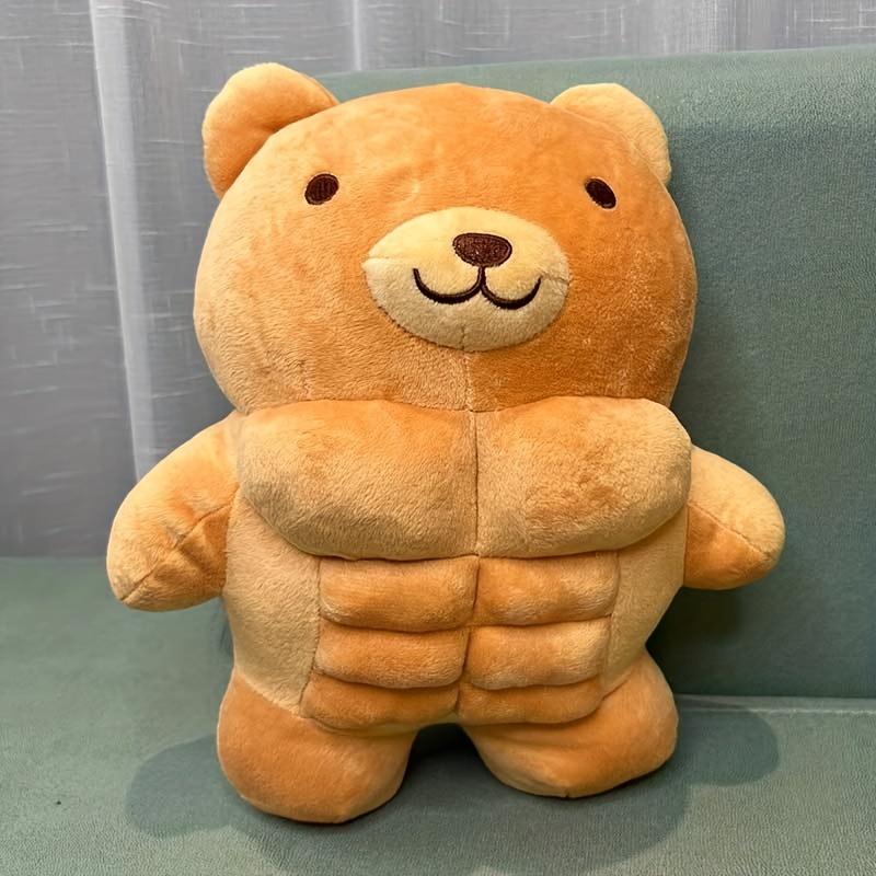 MINISO Cute Big Muscular Teddy Bear Plush Toy, Fun Plush Pillow, Cute Soft Plush Lion Animal Doll