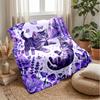 Purple Cats and Butterflies Theme Blanket Lightweight Warm Flannel Blanket Decorative Throw Blanket for Home Decoration