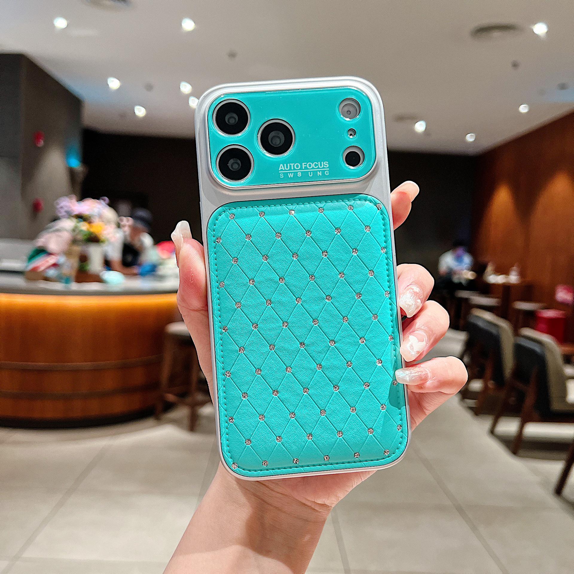 

Plaid Rhinestone Protective Case for Apple 17 Pro Max/16 Pro - Large Window, Drop-Proof Design 17