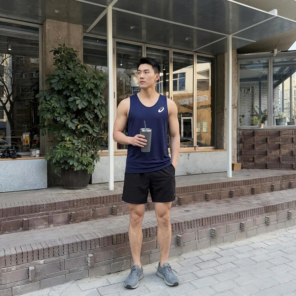 Asics Color Block Logo Casual Sleeveless Running Tank Top Men Tops Blue XT1038-50