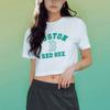 New MLB Crop Tops Women's White 3FTSV0733-43WHS