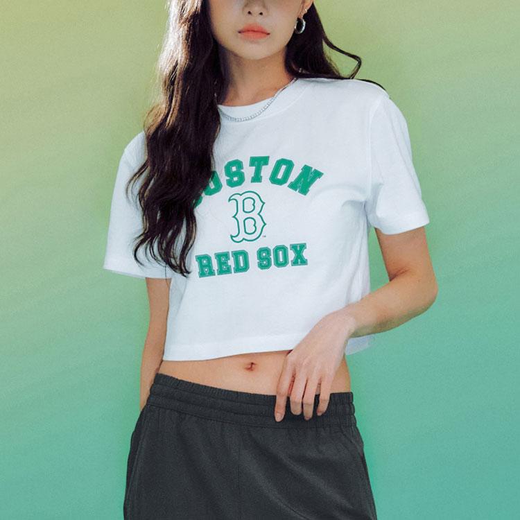New MLB Crop Tops Women's White 3FTSV0733-43WHS