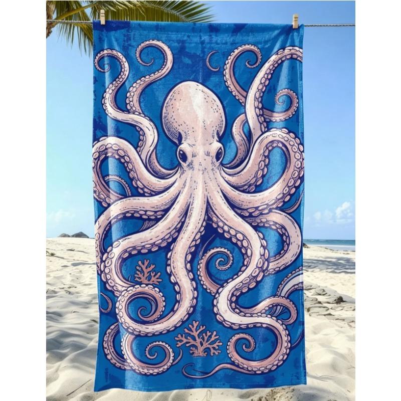Telo Mare con Stampa Squalo Blu, Microfibra Senza Sabbia Asciugatura Rapida, Motivo Animali Marini, Morbido Assorbente per Bambini & Piscina Estiva